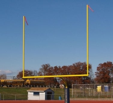 between the goal posts